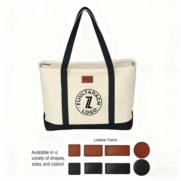 Canvas Tote Bag with an External Pocket