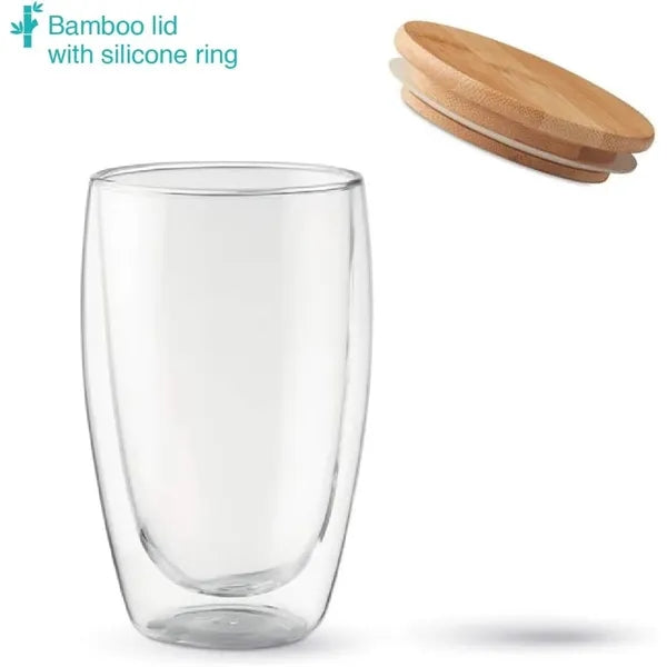 Double Walled Glasses with lid Noble Robust Borosilicate