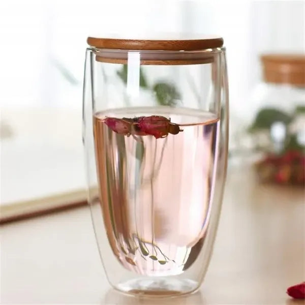 Double Walled Glasses with lid Noble Robust Borosilicate