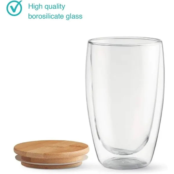 Double Walled Glasses with lid Noble Robust Borosilicate