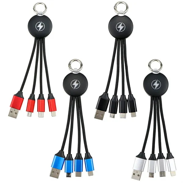 3-in-1 LED Logo USB Charging Cables Keychain