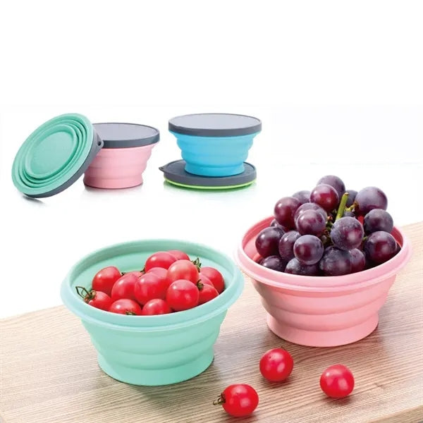 Silicone Collapsible Bowl with Lid Folding For Travel