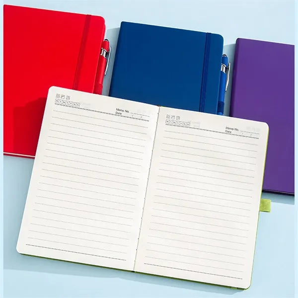 A5 PU Leather Lined Journal Notebook with Pen