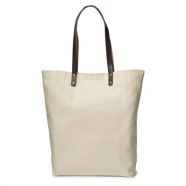 Heavy Duty Large Canvas Tote Bag with Leather Handle