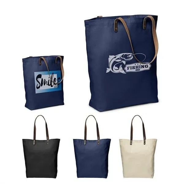 Heavy Duty Large Canvas Tote Bag with Leather Handle