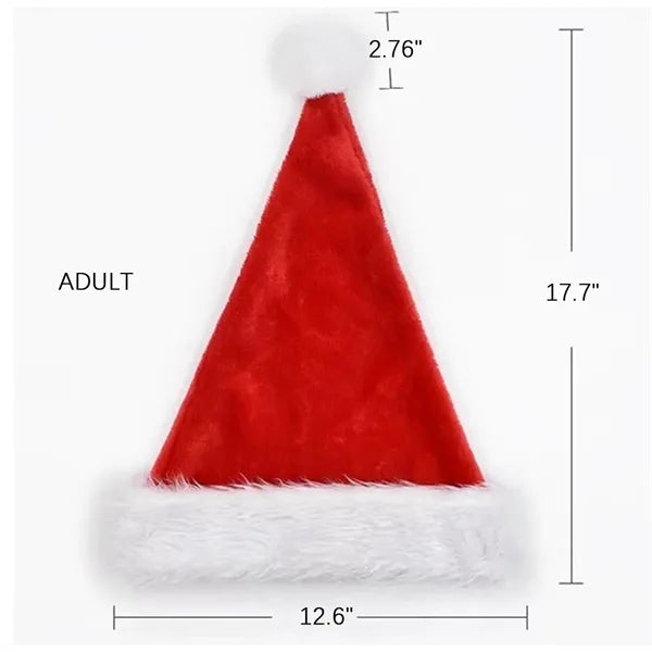 Extra Thick Velvet Christmas Santa Hat for Adults and Kids