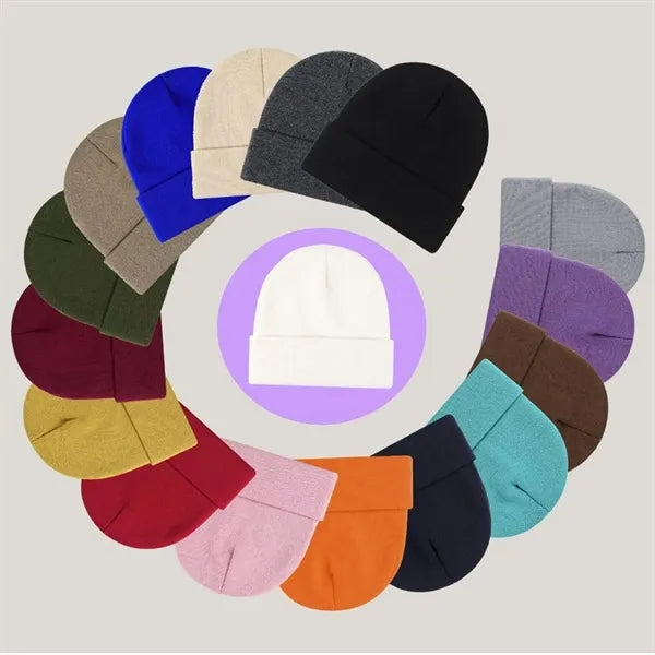 Unisex Solid Color Winter Warm Brimless Knit Beanie