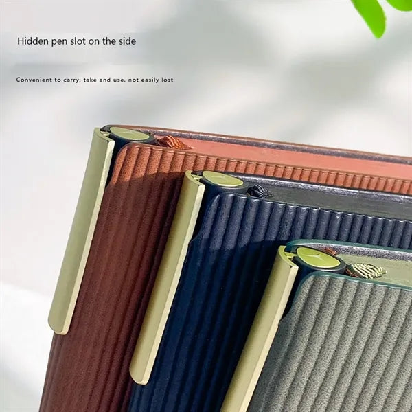 Lay-Flat Ink-Resistant Bookmark PU Leather Snap Notebook