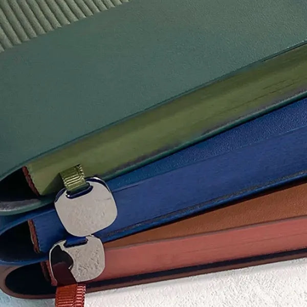 Lay-Flat Ink-Resistant Bookmark PU Leather Snap Notebook