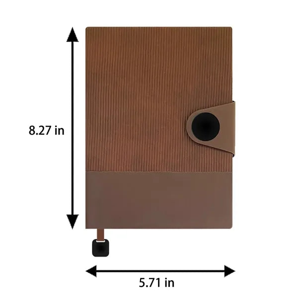 Lay-Flat Ink-Resistant Bookmark PU Leather Snap Notebook