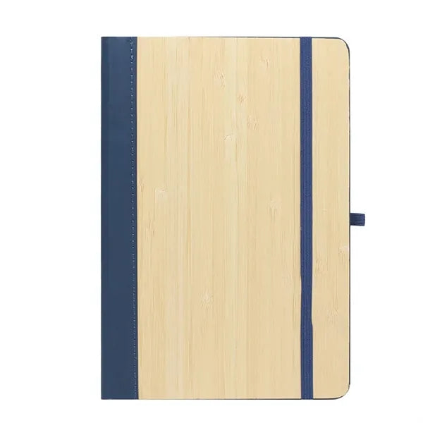 Elastic Closure Bamboo Hard Cover Notebook with Pen Sleeve