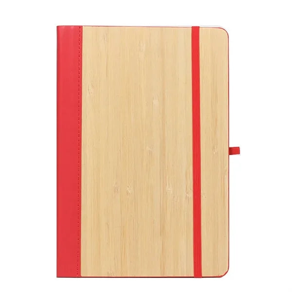 Elastic Closure Bamboo Hard Cover Notebook with Pen Sleeve