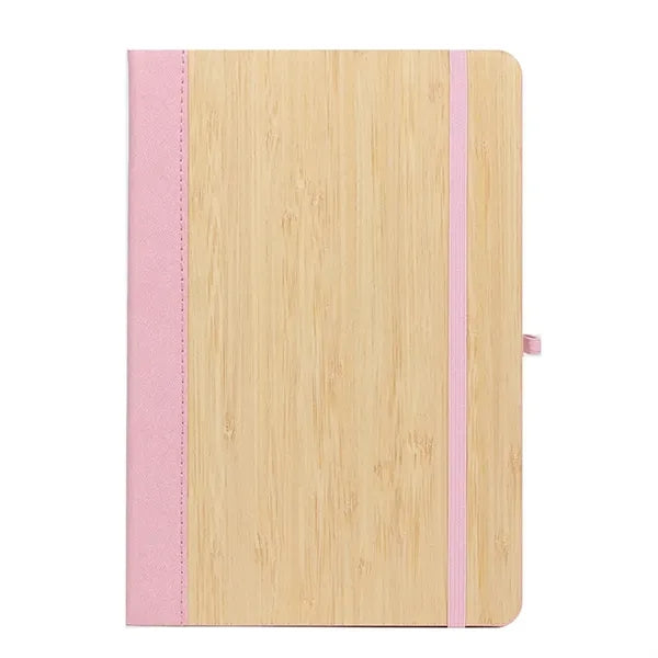 Elastic Closure Bamboo Hard Cover Notebook with Pen Sleeve
