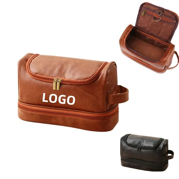 Leather Travel Cosmetic Organize Toiletry Bag Free Shipping