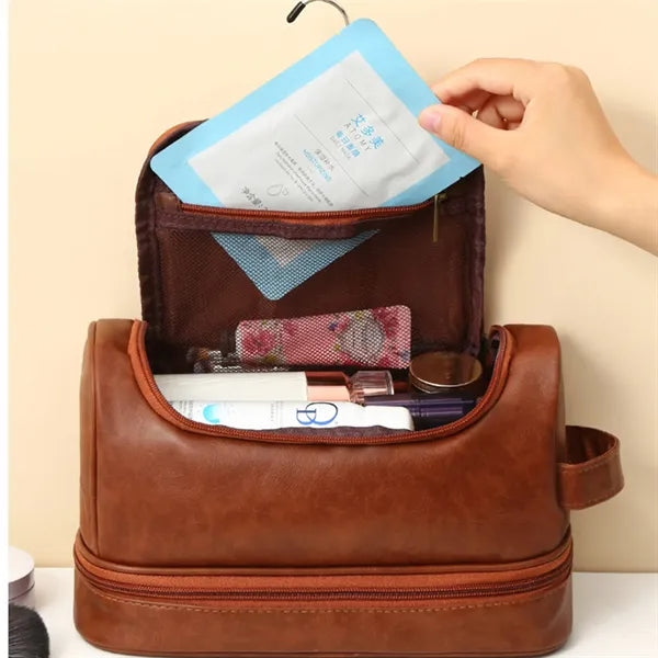 Leather Travel Cosmetic Organize Toiletry Bag Free Shipping