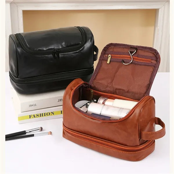 Leather Travel Cosmetic Organize Toiletry Bag Free Shipping