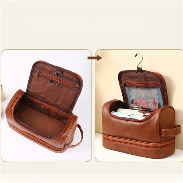 Leather Travel Cosmetic Organize Toiletry Bag Free Shipping