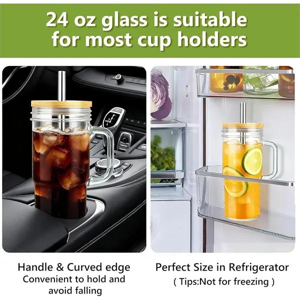 24oz Glass Tumbler with Lids and Straws