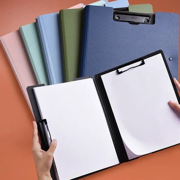 Lightweight Pad Folio Foldable A4 Clipboard w/ Dual Clips