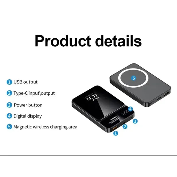 Portable Travel Magnetic Charger 22.5W Wireless Power Bank