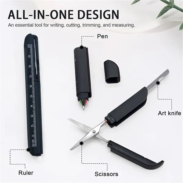 4-in-1 Multi-Tool Scissors Ruler Pen
