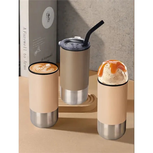 16oz Vacuum Insulated Coffee Mug with Silicone Straw