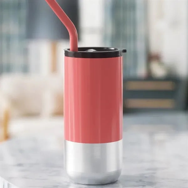 16oz Vacuum Insulated Coffee Mug with Silicone Straw