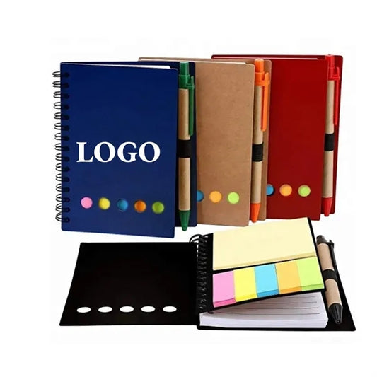 Convenience Sticky Note Spiral Notebook with Pen
