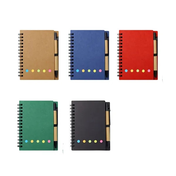 Convenience Sticky Note Spiral Notebook with Pen