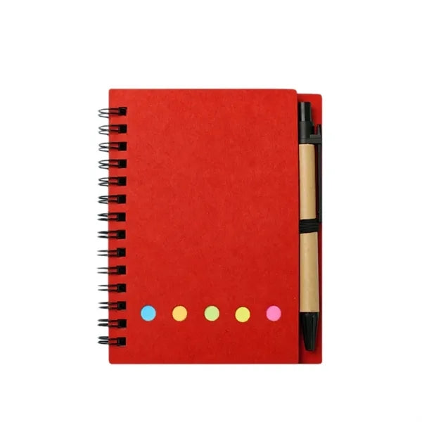 Convenience Sticky Note Spiral Notebook with Pen