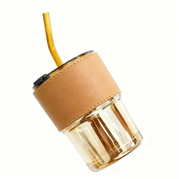 Glass bamboo cup with lid