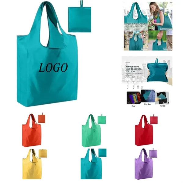 Waterproof foldable shopping bag with compact storage. Eco-f