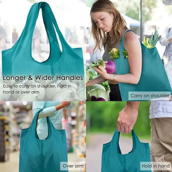 Waterproof foldable shopping bag with compact storage. Eco-f