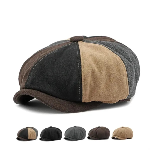 Color-block Classic Wool Beret for Autumn and Winter