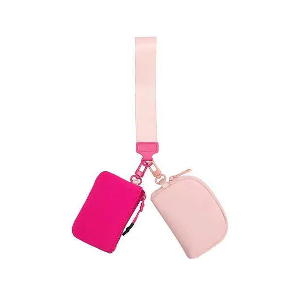 Dual Pouch Nylon Wristlet Wallet