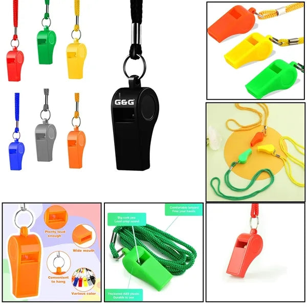 Colorful ABS Safety Whistle w/ Lanyard