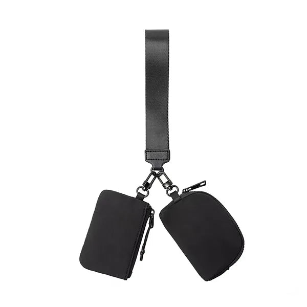Dual Pouch Nylon Wristlet Wallet