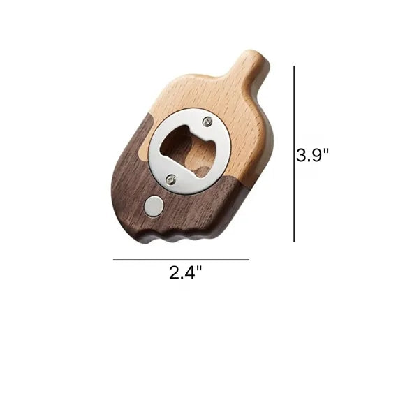 Ice Cream Shape Wooden Magnetic Bottle Opener