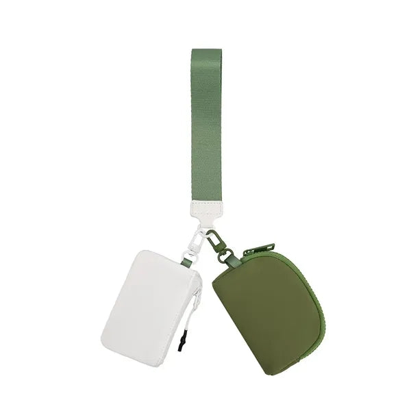 Dual Pouch Nylon Wristlet Wallet