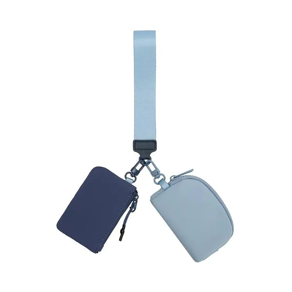 Dual Pouch Nylon Wristlet Wallet