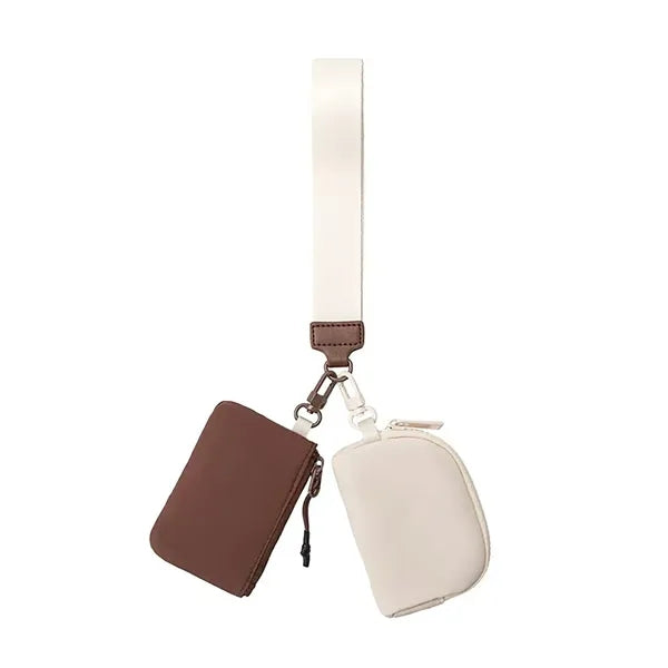 Dual Pouch Nylon Wristlet Wallet