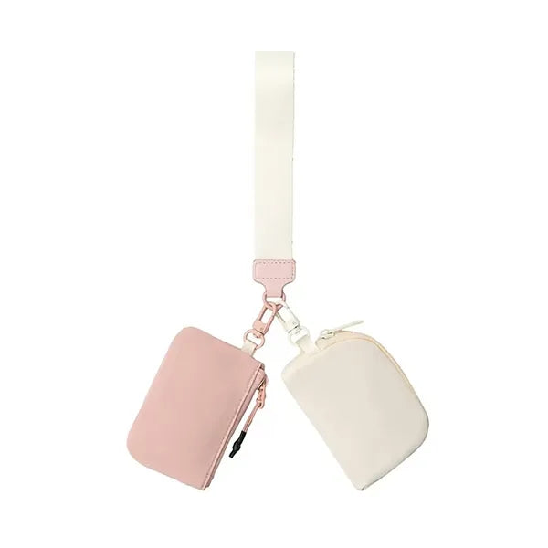 Dual Pouch Nylon Wristlet Wallet