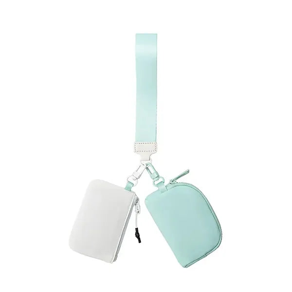 Dual Pouch Nylon Wristlet Wallet