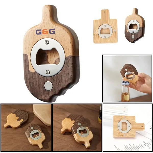Ice Cream Shape Wooden Magnetic Bottle Opener