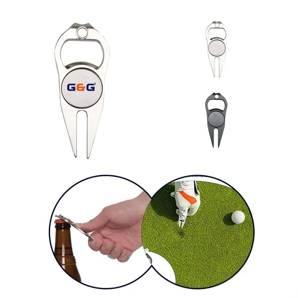 Golf Divot Tool w/ Magnetic Ball Marker & Bottle Opener