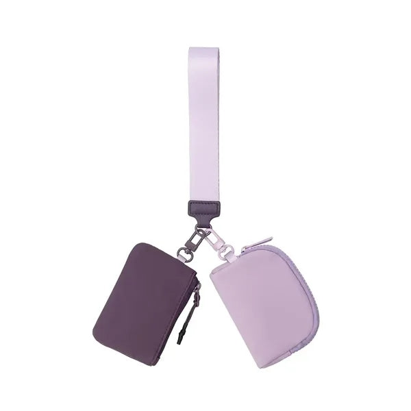 Dual Pouch Nylon Wristlet Wallet