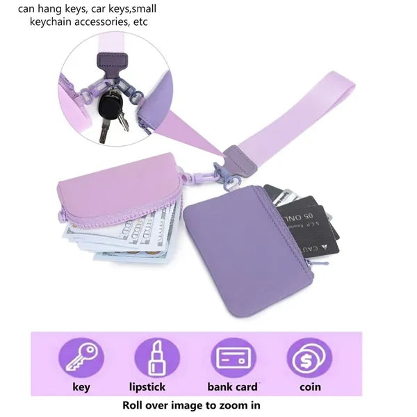 Dual Pouch Nylon Wristlet Wallet