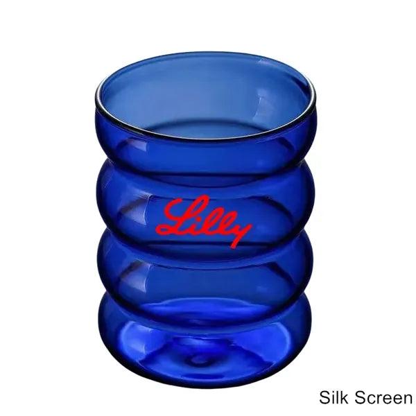 10 oz Ripple Color Spiral Glass Cup Twisted Mug with Straw