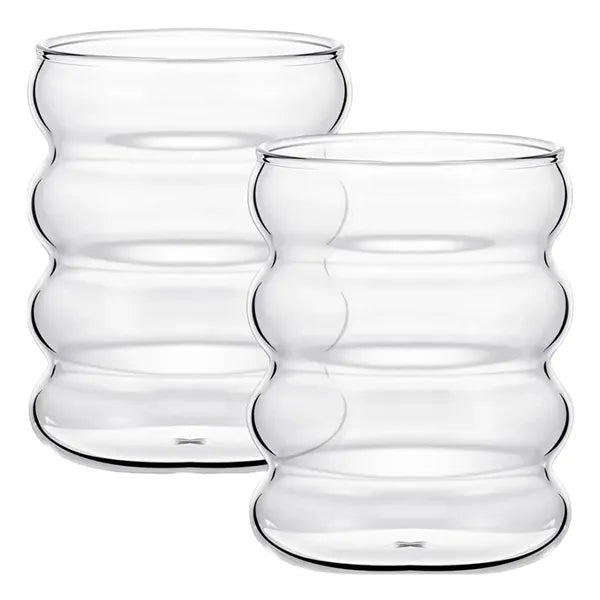 10 oz Ripple Color Spiral Glass Cup Twisted Mug with Straw