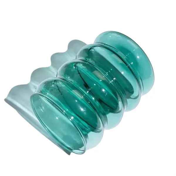 10 oz Ripple Color Spiral Glass Cup Twisted Mug with Straw